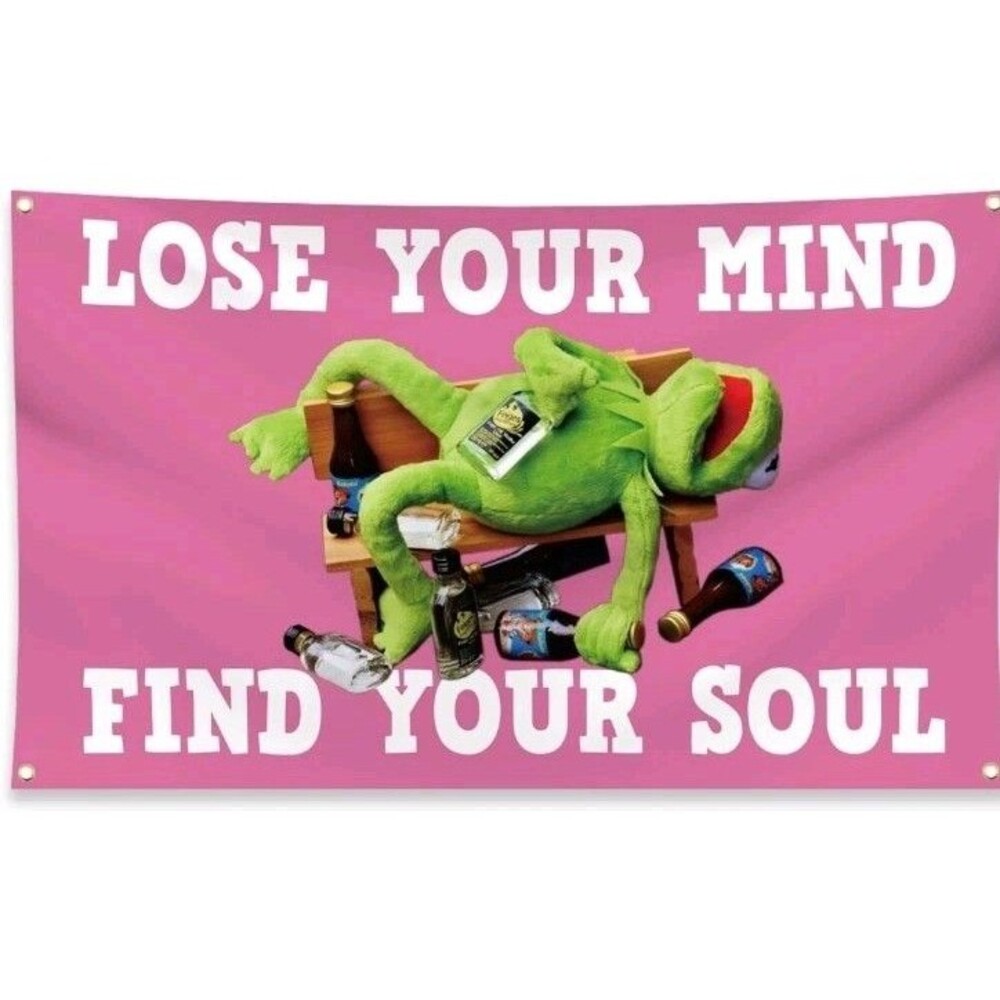 Funny Frog Flags 3x5FT Wines Lose Your Mind Find Your Soul Flag for College Dorm